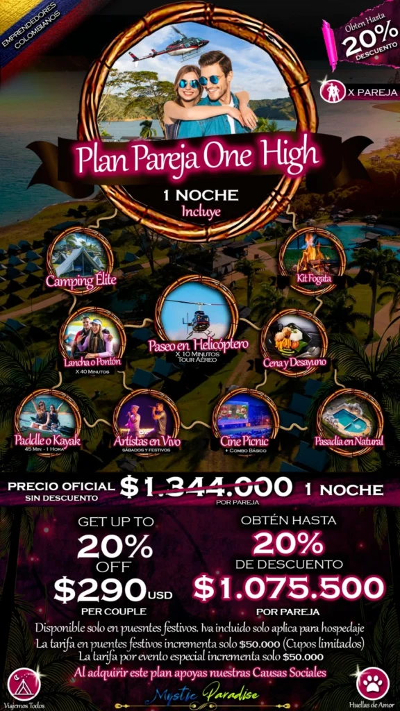 Plan Pareja One High (2 Dias - 1 Noche) 1 plan one high